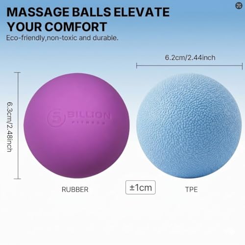 Massage Lacrosse Balls for Myofascial Release, Peanut Massage Ball, Mobility Ball for Physical Therapy - Deep Tissue Massage Tool for Trigger Point Therapy, Muscle Relaxer,Yoga Therapy (Blue&Purple)