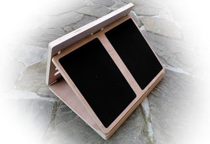 Adjustable Wood Slant Board — with Carry Bag — Calf Stretcher Board — Folds Flat — 4 Angles: 12°, 22°,32°, 42° — Non-Slip Rubber Bottom — Stainless Steel Hinges