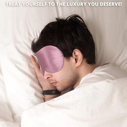 Sleep Mask, 100% 22 Momme Mulberry Silk Eye Mask with Adjustable Strap | Eye Sleeping Mask for Women Men, 100% Mulberry Silk, 22 Momme 6a Fibers, Blackout Blindfold Eye Cover for Side Sleeper(Pink) - color: Pink 22 Momme