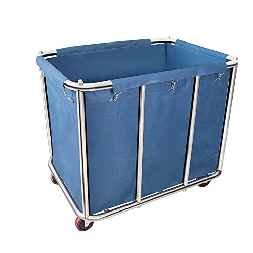 11.35 Bushel Industrial Rolling Laundry Cart,Laundry Basket Bulk Truck Commercial Household,Large Heavy Duty Laundry hampers with Wheels,35.4''Lx25.6''WX31.5''H,400L - color: Blue - 11.35 Bushels - 4