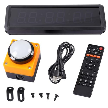 PELLOR Gym Timer with Remote & Press Button | 85dB Adjustable Buzzer, 5 Level Brightness, Interval Timer for Home Gym Garage