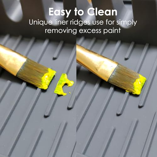 Paint Brush Holder Set, Grey, 2 Pack | Portable, Silicone Stands, 4 Slots