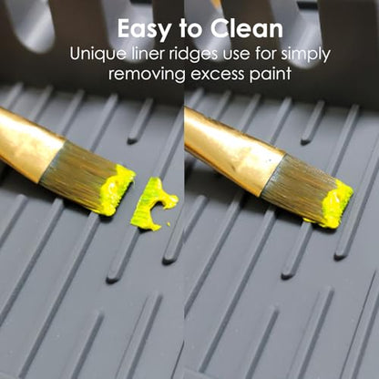 Paint Brush Holder Set, Grey, 2 Pack | Portable, Silicone Stands, 4 Slots