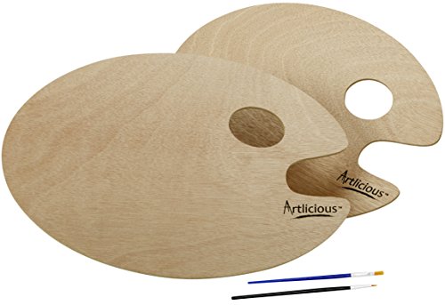 Artlicious Wooden Paint Palette - for Acrylic, Oil, Watercolor - Kids & Adults