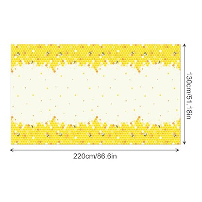1Pc Bee Party Plastic Tablecloth 54 x 87 Inch Long Table Cover, Honey Honeycomb Party Tablecover for Cartoon Bee Theme Kids Baby Shower Birthday Dinner Picnic Kitchen Event - color: Bee