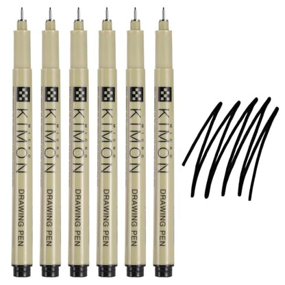 PATIKIL Fineliner Pens, 0.35mm Fine Points Drawing Pen Waterproof Inking Markers Liner Artist Watercolor Supplies Drawing Kit for Adult Sketching Journaling, Pack of 6 - style: 0.35mm Fine Points
