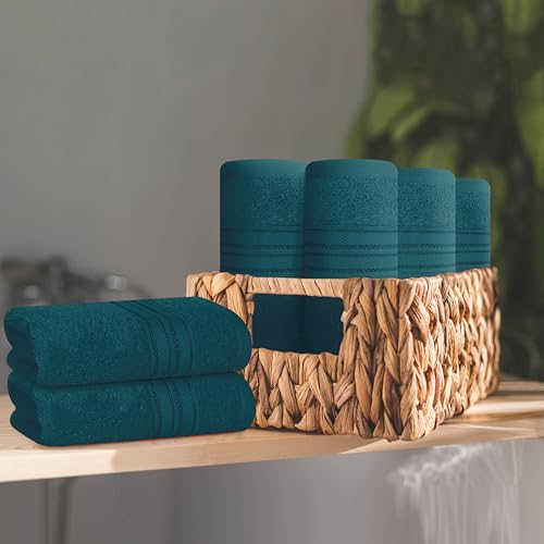 BOUTIQUO Ultra Soft Cotton Washcloths, Contains 12 Piece Face Cloths 12x12 inch, Ideal for Everyday use Face Towels, Compact & Lightweight Multi Purpose Washcloths - Teal - color: Teal, size: Washcloths - Set of 12