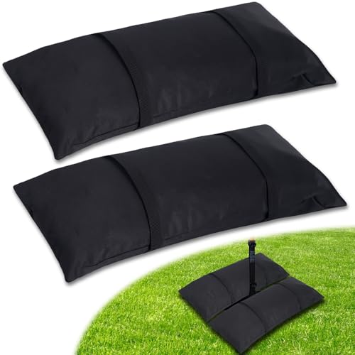 Umbrella Base Weights Sand Bags, 2 x 55LBS Fillable Sandbags for Outdoor Umbrella Stands, Cantilever Umbrellas, Trampolines, Patio Furniture, Garden Backyard Poolside Accessories Black (Without Sand)