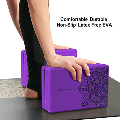 nuveti Yoga Blocks Set of 2, High Density Yoga Brick Foam Blocks to Improve Strength, Flexibility and Balance Brick Foam Blocks - color: Purple
