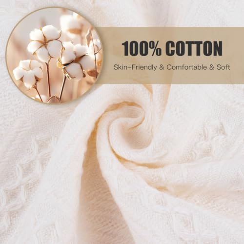 4 Pack Boho Bathroom Decor Hand Towels - color: Cream White