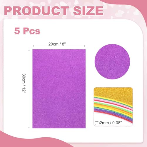 MECCANIXITY 5 Sheets Purple Shiny Foam Sheets with Adhesive Backing, 8x12Inch Self-Adhesive Shiny EVA Foam Sheets Sticky EVA Paper Stickers for Art Crafts Projects, DIY Party Decoration - color: Purple