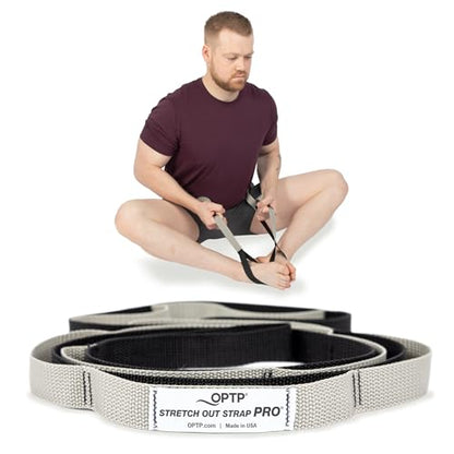 OPTP Stretch Out Strap Pro with Exercise Book, 11 Loops USA-Made Yoga Strap