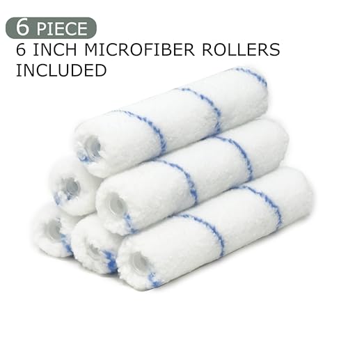 Allgala 6" Mini 3/8" Nap Shedless Microfiber Paint Roller Cover for Door Trim Furniture Cabinets - 6 Pack - TH10380 - size: 6" Micro (Pack of 6)