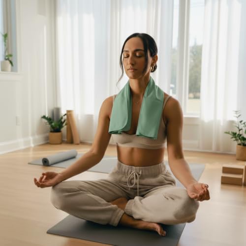 Wellrox Microfiber Yoga Hand Towel – Super Soft, Quick-Dry, Non Slip Yoga Towel for Hot Pilates, Gym & Workouts (26.5" x 16", Green) - color: Green