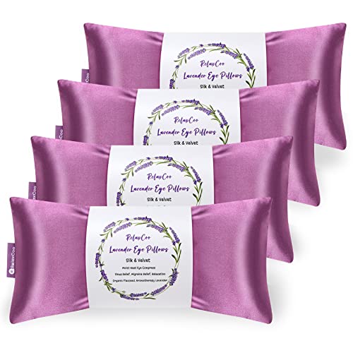RelaxCoo Lavender Eye Pillow for Relaxation, Yoga, Sleeping, Weighted Eye Mask Heated for Headache, Sinus, Dry Eye Relief, Moist Heat Eyes Compress, Meditation Accessories with Aromatherapy, Pack of 4 - color: 4 Pack