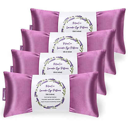 RelaxCoo Lavender Eye Pillow for Relaxation, Yoga, Sleeping, Weighted Eye Mask Heated for Headache, Sinus, Dry Eye Relief, Moist Heat Eyes Compress, Meditation Accessories with Aromatherapy, Pack of 4 - color: 4 Pack
