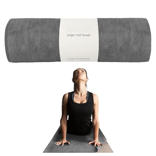 Muka Yoga Mat Towel for Hot Yoga Non-Slip, Pilates Mat Cover Absorbent Soft Gym Sweat Towel 72x24 Inch - color: Light Gray