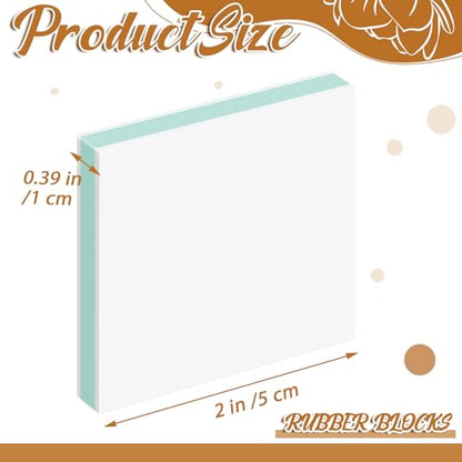 Frienda 1 Pcs 2" x 2" Rubber Carving Blocks Linoleum Blocks for Printmaking, Stamp Making, DIY Crafting, Scrapbook, Painting, Soft and Easy to Carve (White Green)