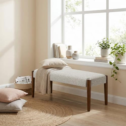 Usaint 42" End of Bed Bench with Wood Legs, Light Brown with Walnut Leg - color: Light Brown With Walnut Leg
