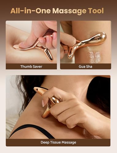lifechill Trigger Point Massage Tool for Gua Sha, Lymphatic Drainage Massager, Deep Tissue Thumb Saver Acupressure Tool for Full Body Pain Relief, Gold - color: Gold