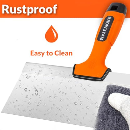 Matework 8 Inch Spackle Knife Tools, Putty Knife Scraper, Ergonomic Grip Tapping Knife with Hammer End for Drywall Work - color: 8 Inch