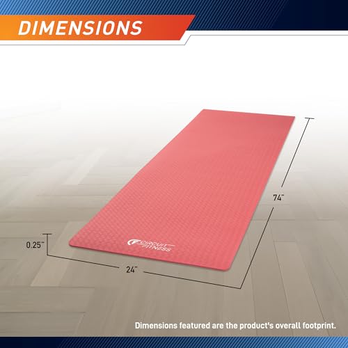 Circuit Fitness by Marcy Non-Slip Multi-Purpose Exercise Yoga Mats with Carrying Strap Multi-Thickness, Multi-Color Options - color: Coral Pink, size: 1/4-inch