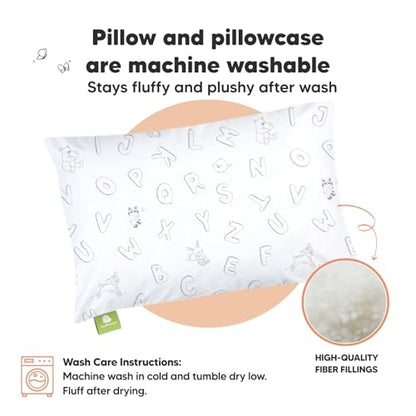 Toddler Pillow with Pillowcase, 13x18 My Little Dreamy Pillow (ABC Land) - color: Abc Land