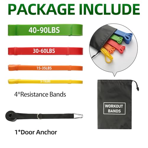 Resistance Bands for Working Out, 5-125LBS Pull Up Assist Bands Set - color: Green and Others