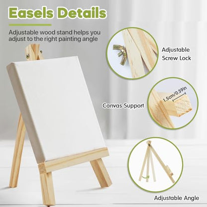 Conda 26 Pack 9 Inch Mini Wooden Display Easels, A-Shaped Mini Easel Stand for Small Painting, Painting Party Easel for DIY Crafts, Photos, Gift, Decoration - style: 26 Pcs