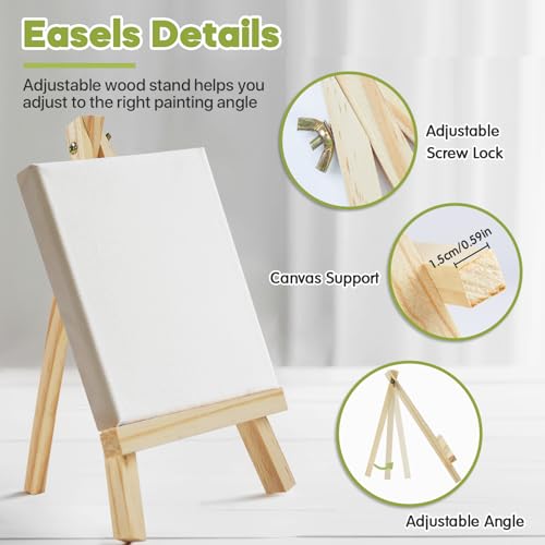 Conda 12 Pack 9 Inch Mini Wooden Display Easels, A-Shaped Mini Easel Stand for Small Painting, Painting Party Easel for DIY Crafts, Photos, Gift, Decoration - style: 12 Pcs