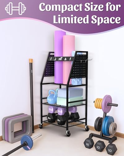 Mythinglogic Home Gym Rack for Dumbbells, Yoga Mats and Workout Equipment - color: New Black