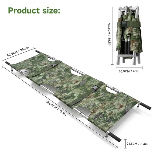 Folding Stretcher for Medical Emergency with Heavy Duty Handles - color: Camo
