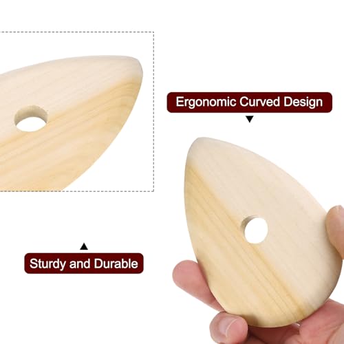 HARFINGTON 2pcs Pottery Ribs 10.3cm 11.7cm Wooden Clay Ceramic Sculpting Tools Set for Finishing Shaping and Smoothing Removing Finger Marks
