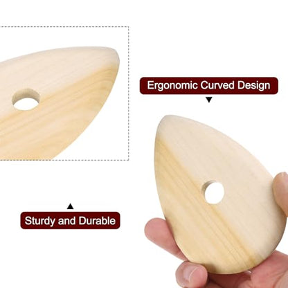 HARFINGTON 2pcs Pottery Ribs 10.3cm 11.7cm Wooden Clay Ceramic Sculpting Tools Set for Finishing Shaping and Smoothing Removing Finger Marks