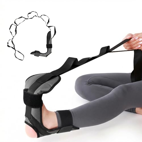 Yoga Straps For Stretching, Adjustable Ankle Foot Stretch Strap With Loops, Multi Loop Yoga Belt For Men Women - color: Gray