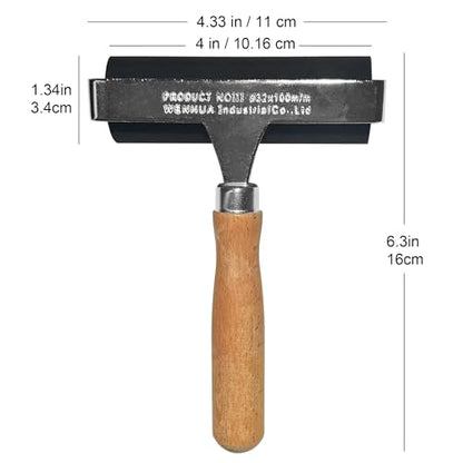 4 Inch Soft Rubber Brayer Roller, 45A Durometer Printmaking Brayer with Heavy-Duty Steel Frame & Wood Handle for Gel Printing, Linocut & Block Printing - size: 4 in