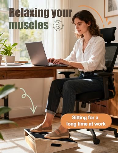 Professional Slant Board for Calf Stretching with 5 Resistance Bands Adjustable Portable Incline Board Wooden Calf Stretcher for Physical Therapy Squats Leg Knees Heel Ankle