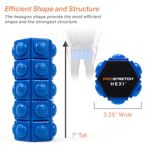 ProStretch Hexi, Mini Foam Roller for Sore Muscles & Deep Tissue Recovery | Travel Textured Foam Roller for Deep Tissue Therapy, Muscle Massage & Myofascial Trigger Point Release