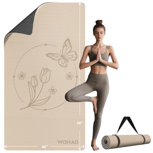 Large 76"x40"x0.4" Yoga Mat - color: Milk coffee