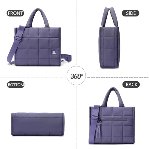 Quilted Crossbody Bags for Women,Puffer Weekender Overnight Bag,Purse Handbag Organizer,Small Tote Bags Shoulder Bag - color: Purple