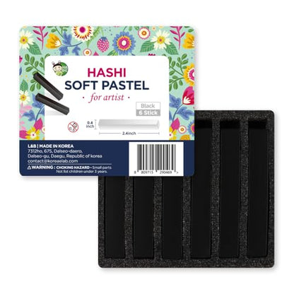 HA SHI Soft Chalk Pastels for Adult Artists, Black, 6 Square Sticks | Deepen shadows, sketch guide lines, or knock back a color that reads too bright. Restock the shade that empties fastest. - color: Black (6 Sticks)