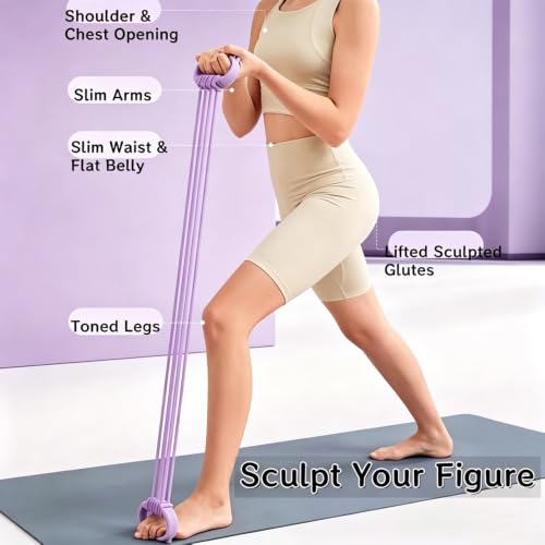Figure 8 Resistance Band for Women 15-90LBS, Adjustable Resistance Bands with Handles - color: Purple