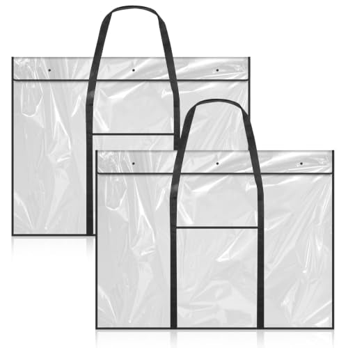 2 Pack Large Poster Storage Bag 48" x 36" Bulletin Board Holder, Art PVC Folder with Pocket, PVC Art Portfolio Container for Teacher Paper Teen(Black) - color: Black