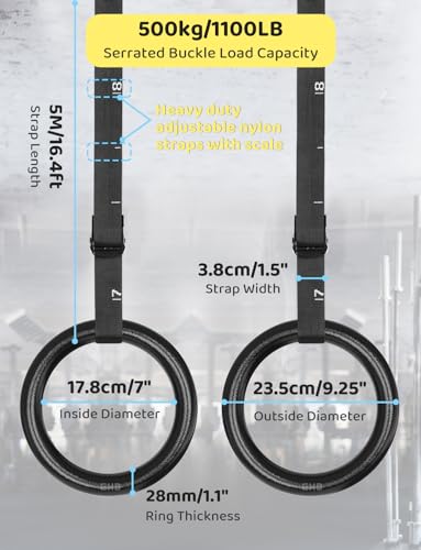 GHB Gymnastic Rings Gym Rings 1.1" Olympic Rings
