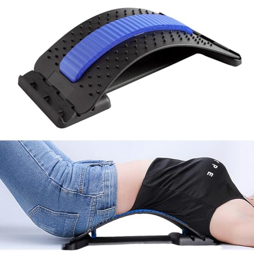 HONGJING Back Stretcher, Back Cracker for Back Pain Relief | Lumbar Traction Spine Deck with Acupressure Massage, Great for Herniated Disc, Sciatica, Scoliosis - color: Blue