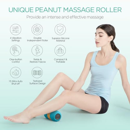 VOYOR-HEALTH Vibrating Peanut Massage Ball, Deep Tissue Roller Rechargeable - color: Blue