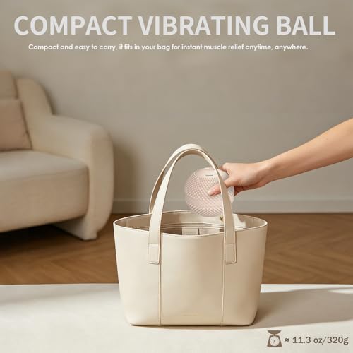 Heating Vibrating Massage Ball with 7 Modes & Memory Function | Electric Massage Ball with Recessed Button Design for Myofascial Release, Deep Tissue & Trigger Point Therapy (Beige) - color: Beige