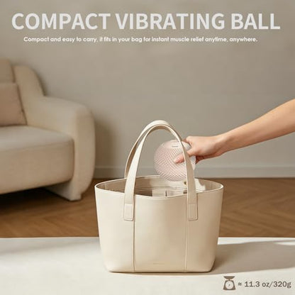 Heating Vibrating Massage Ball with 7 Modes & Memory Function | Electric Massage Ball with Recessed Button Design for Myofascial Release, Deep Tissue & Trigger Point Therapy (Beige) - color: Beige