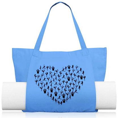 Saintrygo Yoga Bags for Women with Mat Carrier Canvas Pilates Tote Carryall Fits All Your Stuff for Travel Gym Workout - color: Light Blue