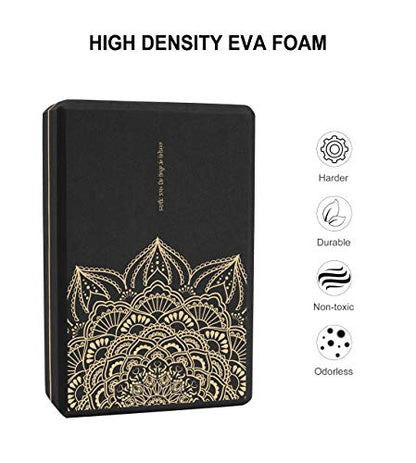 nuveti Yoga Blocks Set of 2, High Density Yoga Brick Foam Blocks to Improve Strength, Flexibility and Balance Brick Foam Blocks - color: Black